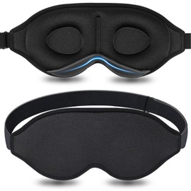 Sleep Mask Contoured for Women and Men No Pressure 3D Eye Mask for Sleeping Adjustable Soft Blindfold (Black)