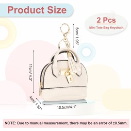 PATIKIL Mini Tote Bag Keychain, 2 Pcs Cute Coin Purse Keychain PU Leather Backpack Purse Key Chain Little Cosmetic Bag Keychains for Women Makeup Card Data Cable Organizer, White