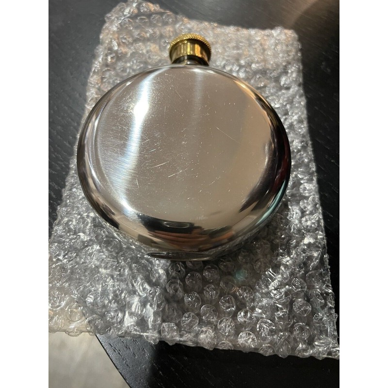 Courvoisier 5oz. Stainless Steel Window Flask And Brass Screw Top