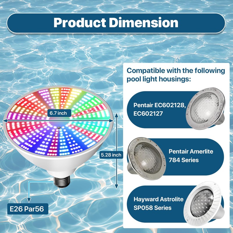LED Pool Light Bulb: 120V 45W RGBW Pool Light for