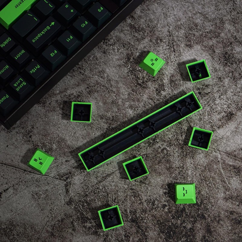 Sumgsn 172 Keys Wave Keycaps Set, Cherry Profile Doubleshot, Green,