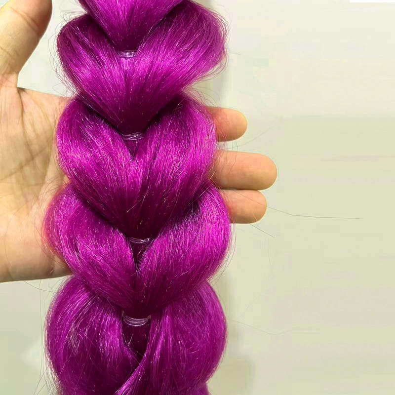 Purple Hair Extensions Pre-Braids Braiding Hair for Cosplay Halloween Stage