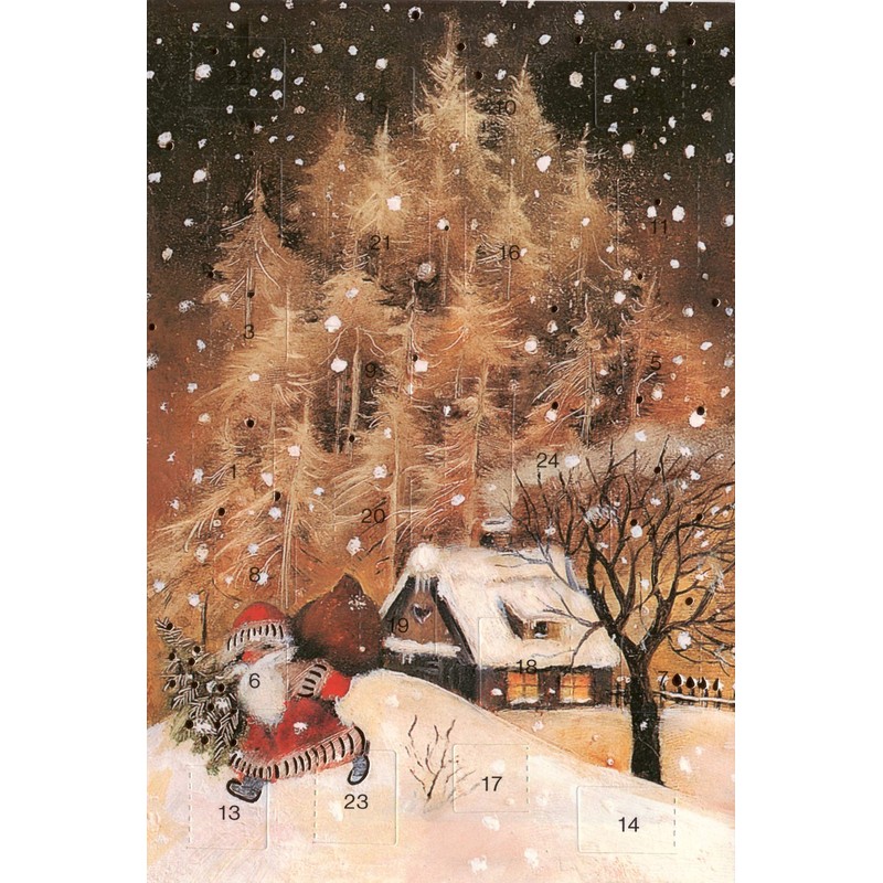 Advent Calendar Cards 5 Cards Nostalgia Greeting Cards Gold Embossing