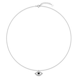 MATERIA by Matthias Wagner Women's Zirconia Necklace 925 Silver Eye Necklace 41.5 - 44.5 cm CO-39, Cubic Zirconia