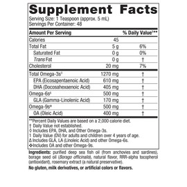 Nordic Naturals Complete Omega, Lemon Flavor - 8 oz - 1270 mg Omega-3 - EPA & DHA with Added GLA - Healthy Skin & Joints, Cognition, Positive Mood - Non-GMO - 48 Servings
