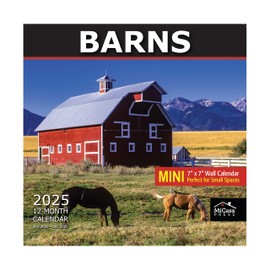 MICASA Barns Mini 2025 Wall Calendar 12 Month | 7" x 14" Open | Thick & Sturdy Paper | Giftable | Calendar 2025
