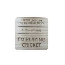 Ashton and Finch Funny Cricket Coaster Laser Engraved Gift Wooden