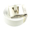 Capital Initial"W" Canvas Military Web"White" Belt & Silver Buckle 60