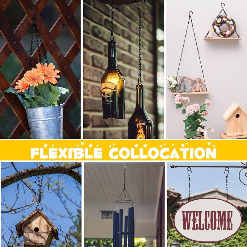 Hanging Chain Set with Hooks, 4 Pack, Black, for Bird