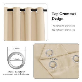 RYB HOME Blackout Curtains & Drapes - Light Block Extra Wide Curtain for Sliding Door Window Outdoor Indoor Privacy Drapes for Living Room Bedroom Dining, W 100 x L 84 inch, Biscotti Beige