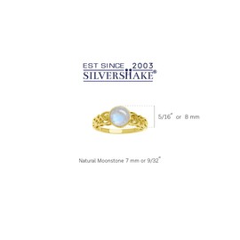 Silvershake 7MM Natural Round Shape Rainbow Moonstone 18K Yellow Gold Plated 925 Sterling Silver Scroll/Filigree Celtic Knot Braided Solitaire Ring June Gemstone Birthstone Size 6