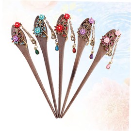BIUDECO Pcs Retro Wooden Hair Sticks Elegant Vintage Hairpin for Women Updo Hair Stick Chic Pendant Design for Styling Random