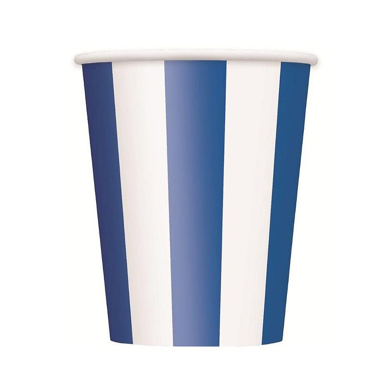 Unique Party 38016 - 12oz Royal Blue Striped Paper Cups,