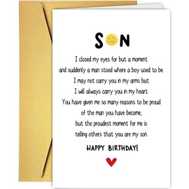 Supoeguk Heartfelt Birthday Card - Poem for Son, Proudest Moment for Mom & Dad
