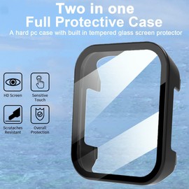 for Aeac ID208 smartwatch Case, Hard PC Case with Screen Protector Compatible with ENOMIR 1.7" ID208BT/Aeac 1.7" ID208/SKG V7 PRO/ENGERWALL/Konitee/TOZO S2 44MM/GGZZ/Gydom/FACOI/VRPEFIT/Oraimo id208bt