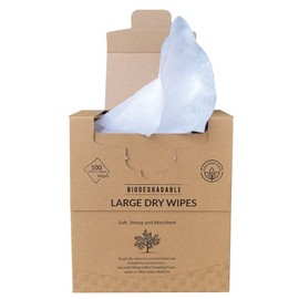 Nilaqua Dry Wipes 100pk Trio | 24 x 30cm | 100% Biodegradable | Suitable for Make Up Removal, Skin care, Incontinence, Patient Care | Dry Wipes for Adults - Absorbent & Strong