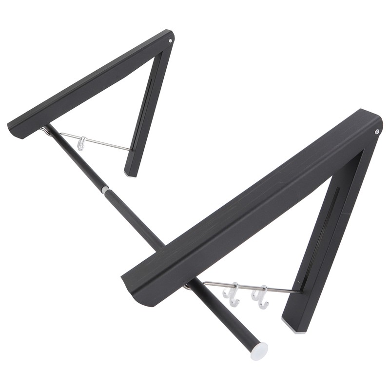 Retractable Clothes Rack Black Foldable Design Aluminium Wall Mounted Clothes