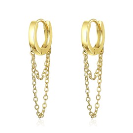 Gold Tassel Chain Small Hoop Earrings Layered Chain Huggie Earrings for Women Fashion Jewelry for Girls