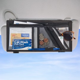 High Road Car Visor Organizer with Secure Zip Pockets, Sunglasses Holder and Clear Registration and Insurance Pocket - Heavy Duty Straps Fit Most Car, SUV and Truck Visors