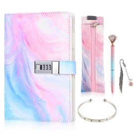 MHwan Diary with Lock Girl, Gift Set for Girls Aged 7 8 9 10 11 12 13 14 Years, Christmas, Birthday, Back to School Gifts, Student Gift Box Set