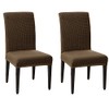SU SUBRTEX Stretch Dining Chair Covers for Dining Room Chairs Jacquard Chair Slipcovers Removable Washable Short Dining Chair Protector for Party/Wedding(Set of 2, Coffee)