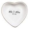 Mr & Mrs EST 2025 Ring Dish - Heart Shaped Elegant Ceramic Ring Holder for Engagement, Wedding, Bridal Shower Gifts - Honeymoon Keepsake for Newlyweds, and Bride-to-Be