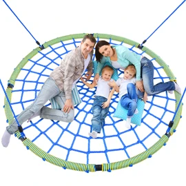 Trekassy 60" Large Spider Web Saucer Tree Swing for Kids & Adults, 750lbs Heavy Duty Outdoor Net Swing with Steel Frame and 2 Tree Hanging Straps