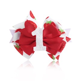 Strawberry Bow Hair Clip for Girls 1st Birthday, Pink & Red Strawberry Bow Hairpin Cute Baby Hair Accessories for Girls Toddlers Baby Gift Birthday Party Decoration