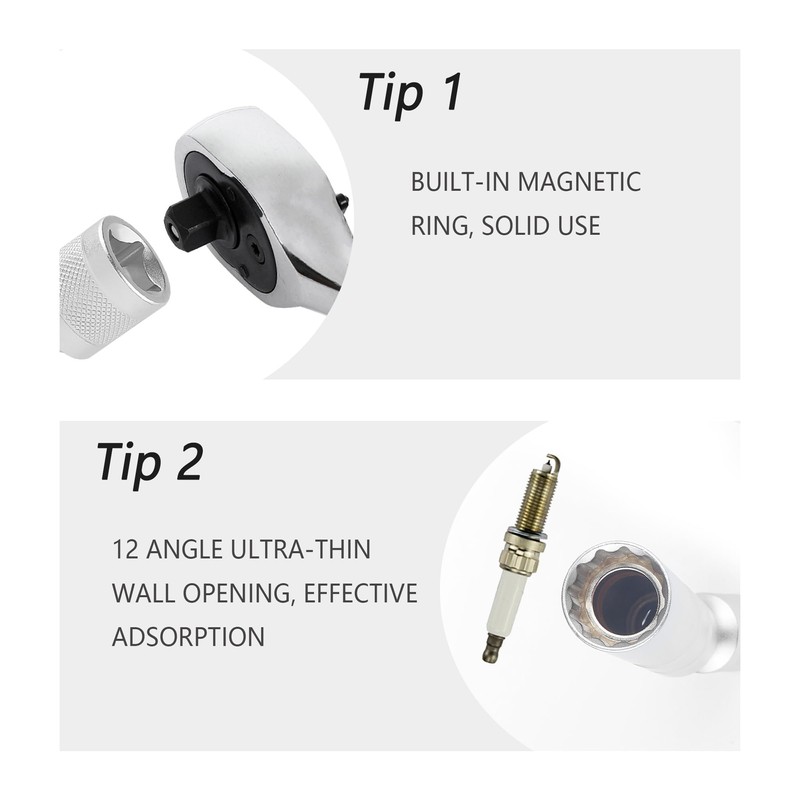 Eidoct 2Pcs Thin Wall Spark Plug Socket, 14mm&16mm Spark Plug