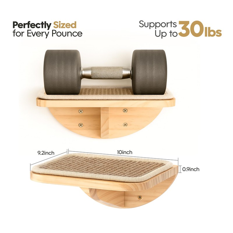 Wood Cat Wall Shelves with Sisal Cats Window Perch, Wall