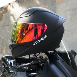 Full Face Motorcycle Helmet for Unisex-Adults DOT Approved WS-609 Motorbike Street Bike Racing Helmets with Visor and Anti-Fog Film（Matte Black-R,S）