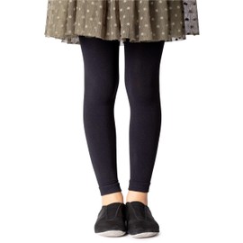 NOQ Girls Footless Tights Full Length Leggings Ankle-Length Skirt Tunic Dress School Dance Ballet Opaque Microfiber, nero