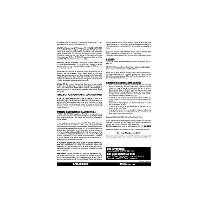 KBS Coatings 8124 Clear Satin Diamond Finish Aerosol, Covers 35