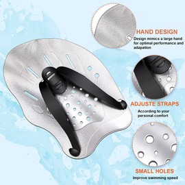 Swim Hand Paddles Training Power Plus Paddles Contour Paddle for Women and Men ( Grey )