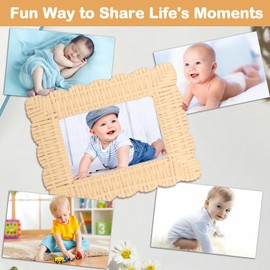 New Mom Gifts,Mommy and Me Picture Frame,Boy Mom Rattan Decor Frame,Best Gifts for Expectant Moms with Boho Picture Frames,Gifts for Pregnant Women,Thanksgiving Birthday,Gender Reveal Infant Baptism