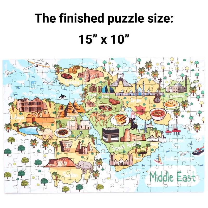 Terra Puzzles Middle East Map Wooden Jigsaw Puzzle 152 Piece,