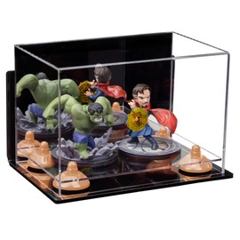 Better Display Cases Versatile Acrylic Display Case - Small Rectangle Box with Mirror, Wall Mount, Orange Risers and Clear Base 9.5" x 6" x 6.5" (A005-OR)