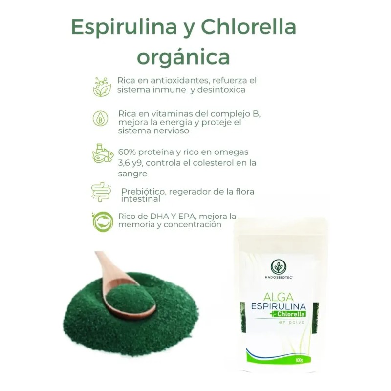Alga Espirulina+chlorella En Polvo 100 G 3 Pack