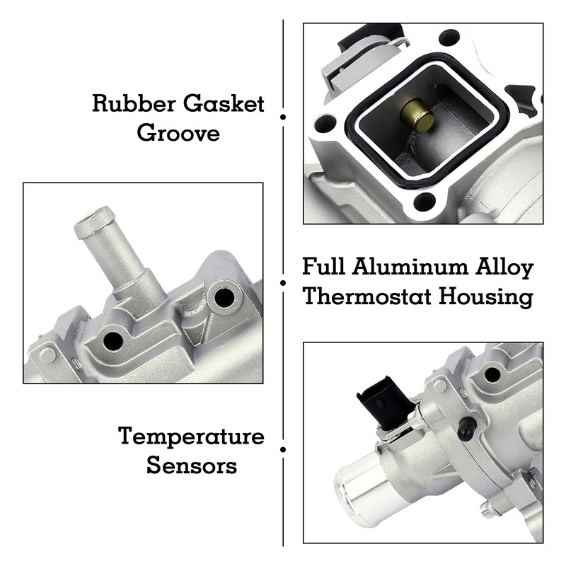 Upgraded Full-Aluminum Engine Coolant Thermostat Housing Assembly with Heater Inlet