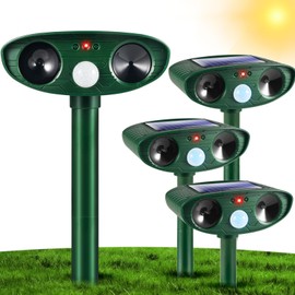 JahyElec 4 Pack Deer Repellent Solar Ultrasonic Animal Repeller Outdoor Squirrel Fortress Pro Waterproof Animal Deterrent Devices, Cat,Dog,Raccoon,Skunk,Rabbit,Coyote Deterrent for Yard Garden Farm