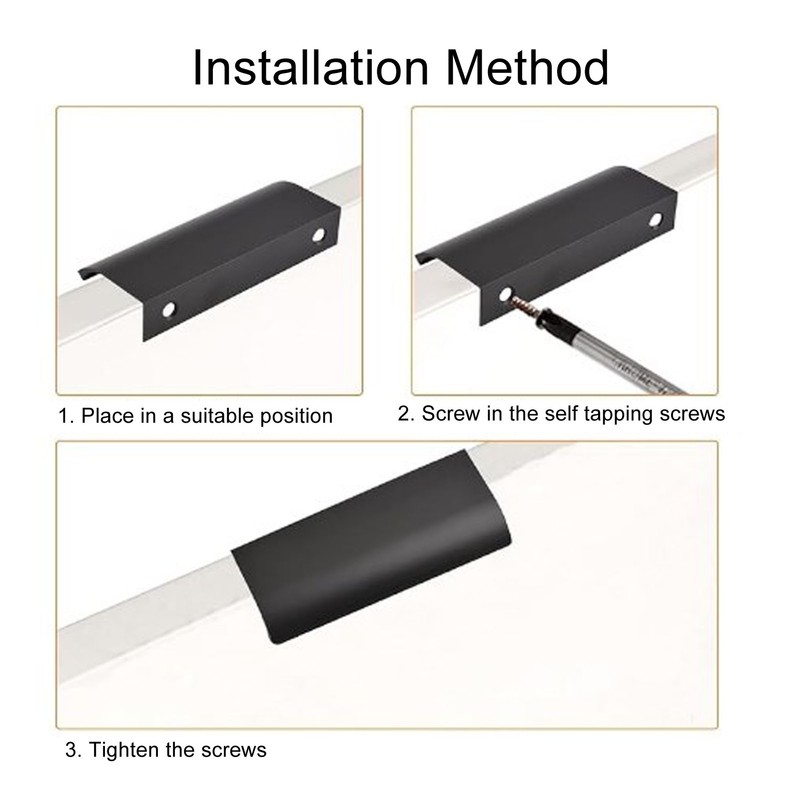 10 Pcs Finger Edge Pull Black Modern Aluminum Alloy 1mm