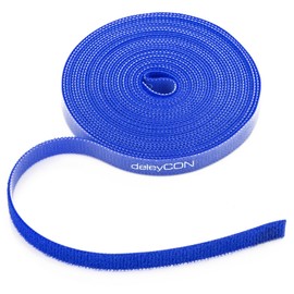 deleyCON 5 m Velcro Cable Ties Velcro Tape Roll 10 mm Wide Cable Management Cable Organiser Velcro Cable Tie Velcro Can Be Cut to Size Blue