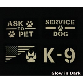 4 Pack Reflective Service Dog Ask to Pet k-9 Tactical Patchs Hook-Fastener Backing (Glow in Dark-Mix-Pink)