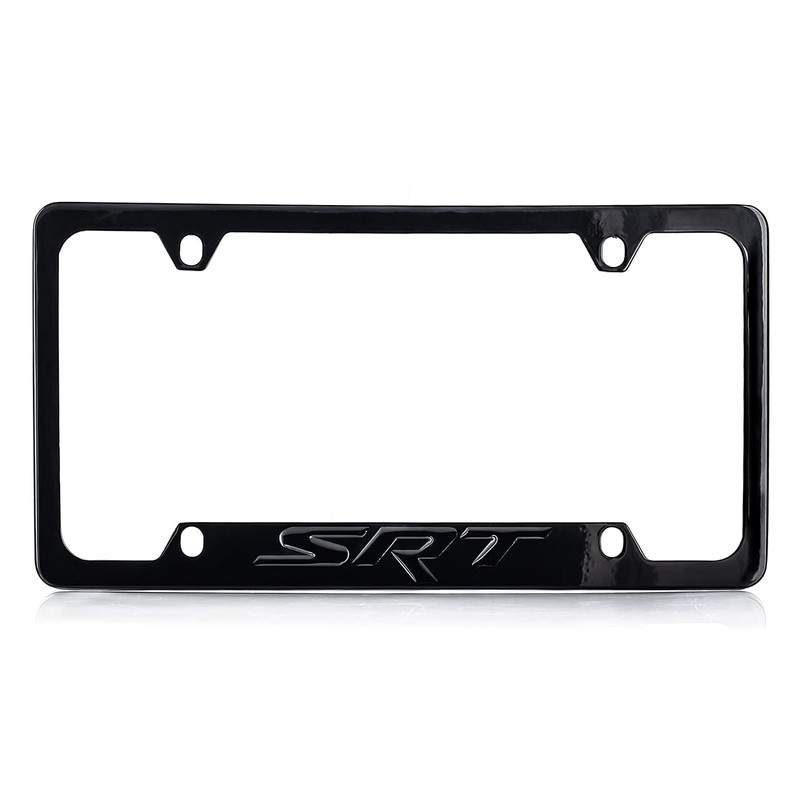 Dodge SRT Black Solid Metal License Plate Frame Tag Holder