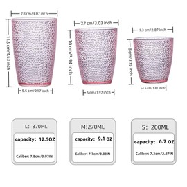 FANBODTA 3-PC Unbreakable Acrylic Cup Set - Shatterproof, Dishwasher Safe, 92% Crystal Clear (12.5/9.1/6.7oz) BPA-Free Stackable Tumblers for Hot/Cold Drinks