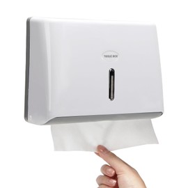 Sayene Paper Towel Dispenser Wall Mount,Adhesive No Drilling Multifold Trifold C Fold Commercial Paper Towel Dispenser,Toilet Compact Tissue Dispensers for Bathroom Kitchen Office(White)