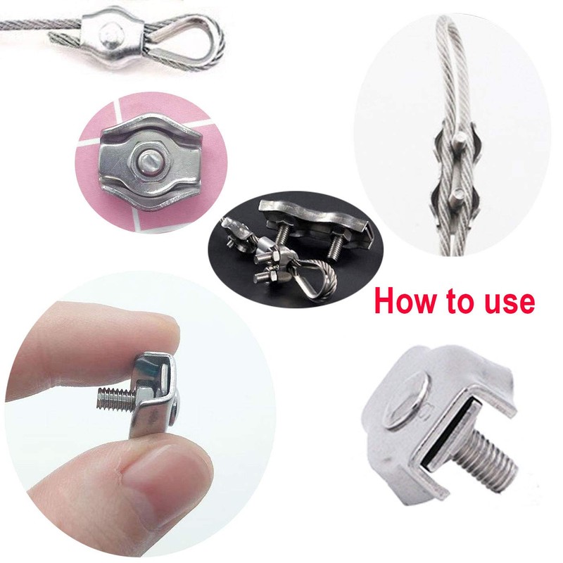 20 Pieces M3 Wire Rope Clip 304 Stainless Steel  Single