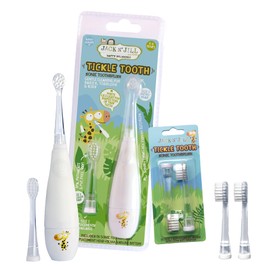 Jack N' Jill Tickle Tooth Toddler Electric Toothbrush with Replacement Head - Gentle Cleaning, Made for Tiny Teeth, LED Inspection Light, for Babies & Kids, Extra Soft Bristles - (1 Pack)