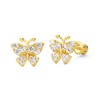 14k Yellow Gold Butterfly Stud Earrings with Screw Back