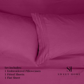 1500 Supreme Collection Twin Sheet Sets Berry Purple - 3 Piece Bed Sheets and Pillowcase Set for Twin Mattress - Extra Soft, Elastic Corner Straps, Deep Pocket Sheets, Twin Berry Purple